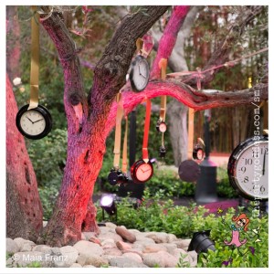 Alice In Wonderland Halloween image-clocks in tree