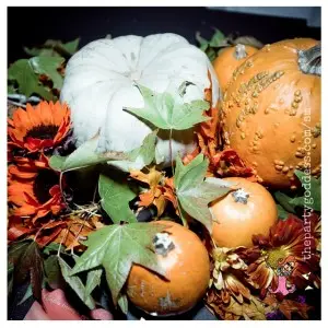 10 Thanksgiving & Fall Decor Ideas - pumpkins & flowers image