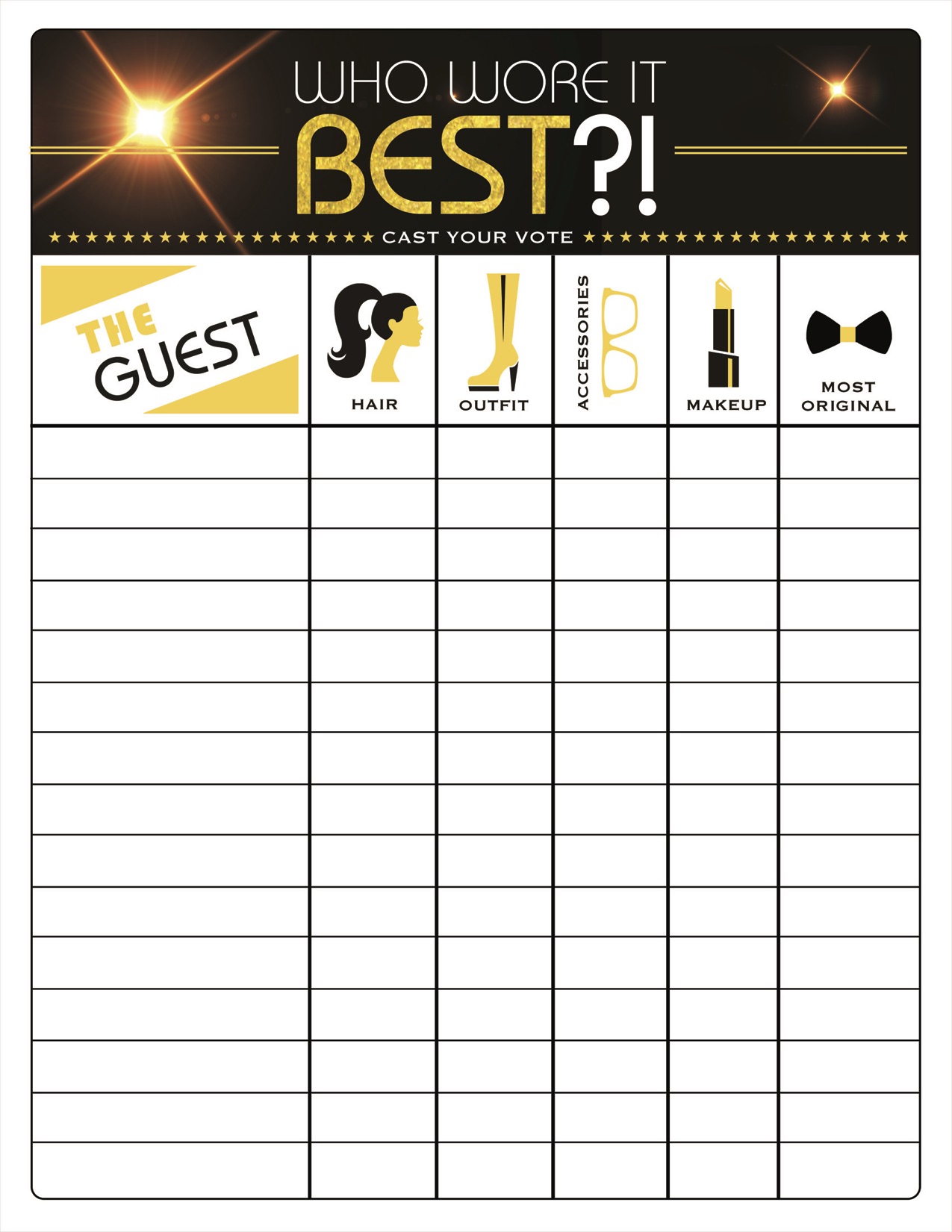 Get Your Printable Oscar Ballot Here!The Party Goddess