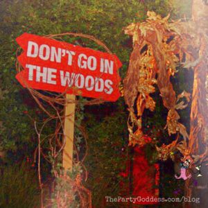 Ready for #Halloween? Let The Party Goddess show you how to make an Into The Woods themed party ridiculously fabulous! Check it out at https://thepartygoddess.com/halloween-party-into-the-woods @maiasphoto #IntoTheWoods #HalloweenParty - Into The Woods sign image