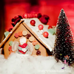 Make holiday hosting easy! The Party Goddess, LA's best full service event planner, shares tips to throw a ridiculously fabulous DIY party on a budget! Check it out at https://thepartygoddess.com/host-festive-byo-diy-party #diy #diyparty @maiasphoto @christinechang - gingerbread house image