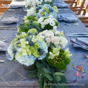 Let It Bloom! Swooning Over Winter White & Blue! OMG! Loving this color palette! The Party Goddess, LA's best full service event planner, shares winter white flowers and decor for any season or occasion! Check it out at https://thepartygoddess.com/let-bloom-swooning-winter-white-blue #flowers #JohnChapple - floral centerpiece
