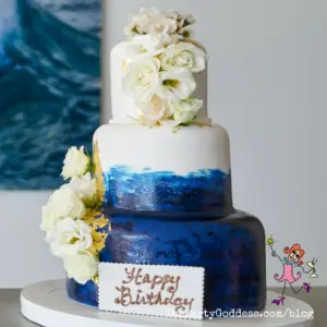 Let It Bloom! Swooning Over Winter White & Blue! OMG! Loving this color palette! The Party Goddess, LA's best full service event planner, shares winter white flowers and decor for any season or occasion! Check it out at https://thepartygoddess.com/let-bloom-swooning-winter-white-blue #flowers #JohnChapple - birthday cake