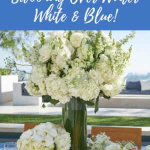 Let It Bloom! Swooning Over Winter White & Blue - Pinterest title image