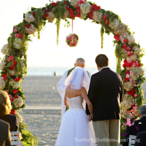 Pop The Champagne! It's Engagement Season! Here comes the bride! The Party Goddess, LA's best full service wedding planner, celebrates engagement season with a look at a gorgeous beach wedding! Check it out at https://thepartygoddess.com/pop-champagne-engagement-season #thebecker #eventplanner #eventprofs #weddings - wedding image