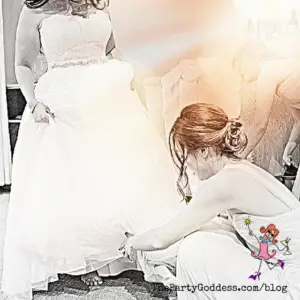 Wedding Day Advice: Just Keep Calm & Marry On! Calling all brides! The Party Goddess, LA's best wedding planner who can make any event ridiculously fab, shares advice for a stress-free wedding day! Check it out at https://thepartygoddess.com/wedding-day-advice-just-keep-calm @christinechang #weddingday #eventplanner #eventprofs - wedding dress image