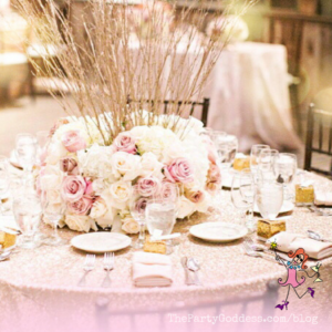 Wedding Table Decorations You'll Want To Copy! We're talkin' table decor! The Party Goddess, LA's best event planner, shares a variety of wedding table decorations that impressed her most recent brides! Check it out at https://thepartygoddess.com/wedding-table-decorations-youll-want-copy #weddingplanner #partyplanner #eventprofs #maiasphoto #thebecker @christinechang - pink & gold table decor image