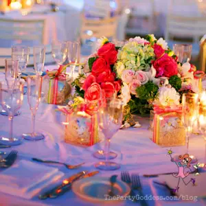 Wedding Table Decorations You'll Want To Copy! We're talkin' table decor! The Party Goddess, LA's best event planner, shares a variety of wedding table decorations that impressed her most recent brides! Check it out at https://thepartygoddess.com/wedding-table-decorations-youll-want-copy #weddingplanner #partyplanner #eventprofs #maiasphoto #thebecker @christinechang - multicolored table decor image