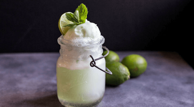 Frosty, Boozy, Lime Green Sherbet Floats!