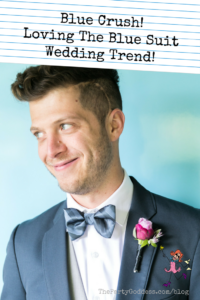 Blue Crush Loving The Blue Suit Wedding Trend - Pinterest title image