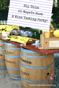 Pinterest title image - wine barrels used as a table