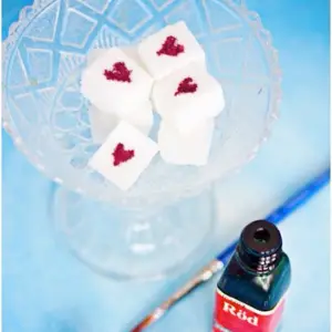 white sugar cubes with hearts