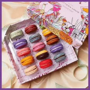 Colorful Spring Sweets & Artisan Confections! - box of Bottega Louie colorful macarons