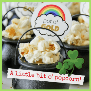 Get Lucky With Green & Rainbow Everything! - mini pots of gold filled with popcorn