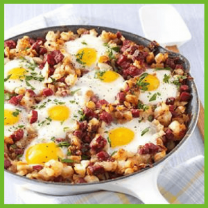 Get Lucky With Green & Rainbow Everything! - corned beef hash and eggs