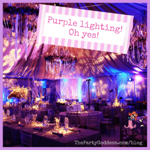Push For Purple: 16 Ultra Violet Wedding Styles - purple, pink and blue lighting under wedding tent
