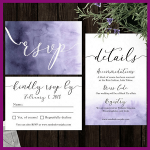 Push For Purple: 16 Ultra Violet Wedding Styles - purple and white watercolor invitations