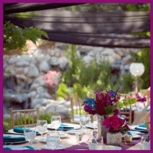 Push For Purple: 16 Ultra Violet Wedding Styles - purple canopy above tablescape