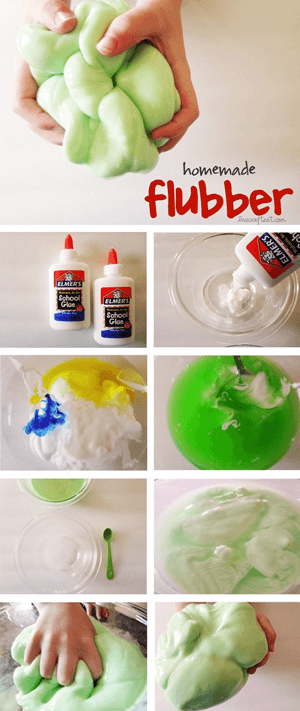 Summer Vacation Activities & Crafts For Kids! - infographic showing how to make flubber