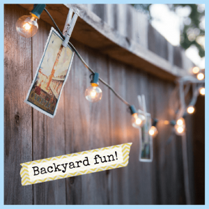 Beat The Heat Backyard Summer Parties For Kids! - strung lights against a wood fence