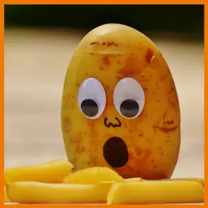 Plant, Grow, Harvest: Healthy Eating For Kids! - potato with eyes, nose and mouth looking shocked