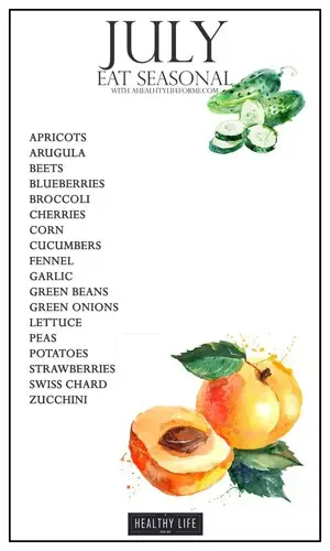 Plant, Grow, Harvest: Healthy Eating For Kids! - July fruits and vegetables in season