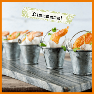 Diva For A Day: Luxury VIP Experiences! - individual shrimp appetizers iin silver buckets