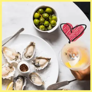 What’s On The Menu? Nothing, There Isn’t One! - olives, seafood and a cocktail