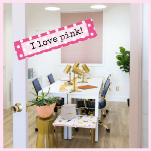 Cool Office Makeovers For Home & Businesses! - office with pink and gold