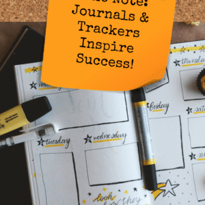 Take Note: Journals & Trackers Inspire Success! - Pinterest title image