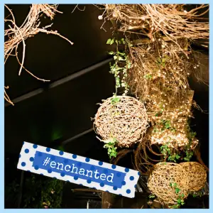 Crystal & Faerie Garden Party Ideas For Kids! - overhead branches, ivy and white lights