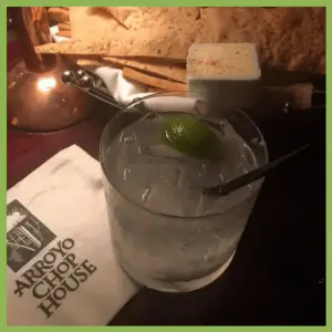 Magic Month Of Wildlife, Airstreams & Bahamas! - drink and bread basket at the Arroyo Chop House