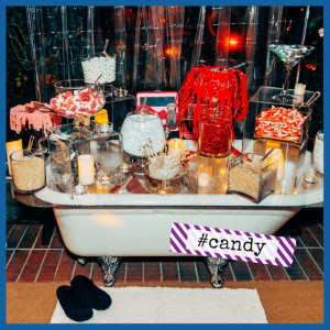 Spooky Alfred Hitchcock Halloween Party Ideas - bathtub used for a candy bar