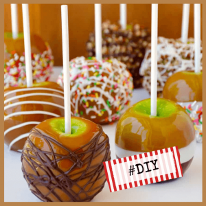 Fall Fruit Dessert Recipes For Entertaining! - caramel apples each with a different topping