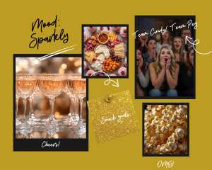 Golden Bachelor photo inspiration collage—cheers, snacks, and laughter