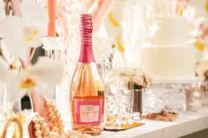 Champagne and party details set for a celebration that feels intentional, not performative.