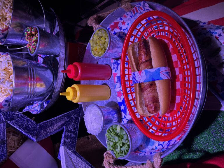 hot dog with all the fixings for 4th of July