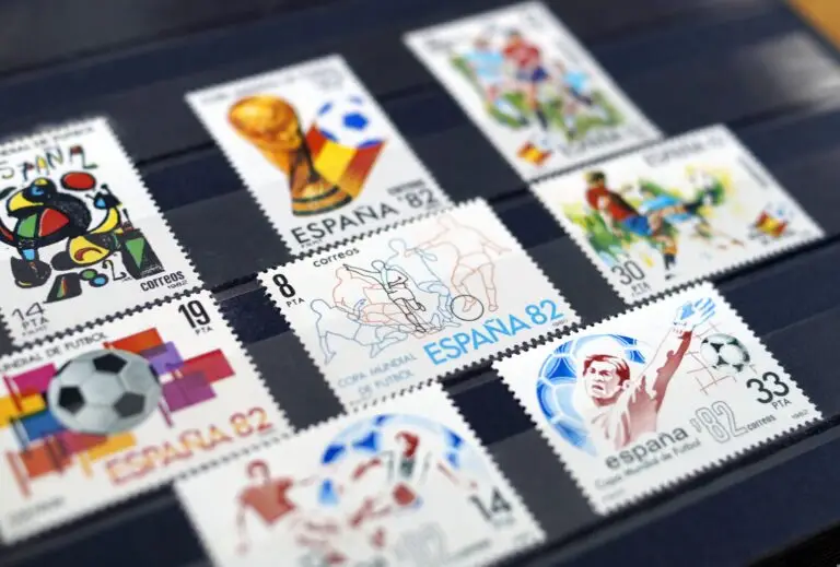 Vintage Spain 1982 World Cup stamps for World Cup party ideas inspired by international travel and culture.